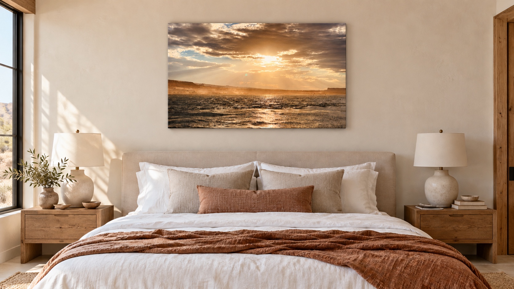 Lake Powell canvas above a bed